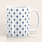 Midcentury Stars and Dots Nautical Navy Blue and White Pattern Coffee Mug Gallery Image 1