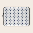 Midcentury Stars and Dots Nautical Navy Blue and White Pattern Laptop Sleeve Gallery Image 1