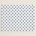 Midcentury Stars and Dots Nautical Navy Blue and White Pattern Jigsaw Puzzle Gallery Image 1