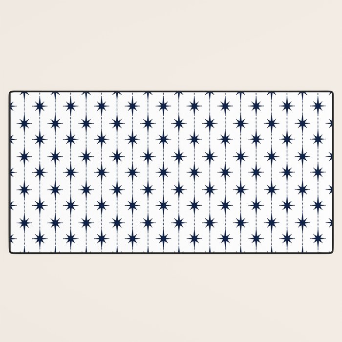 Midcentury Stars and Dots Nautical Navy Blue and White Pattern Desk Mat Gallery Image 3