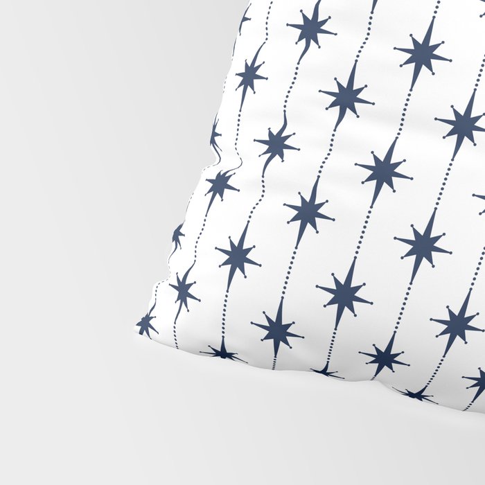 Midcentury Stars and Dots Nautical Navy Blue and White Pattern Pillow Sham Gallery Image 4