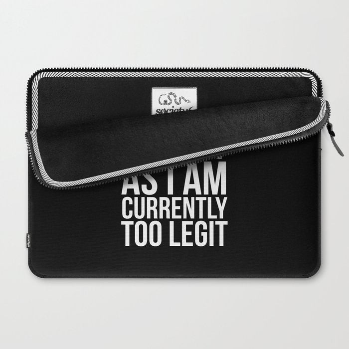 Unable To Quit Too Legit (Black & White) Laptop Sleeve Gallery Image 2