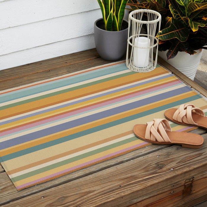 Classic Stripes VI - Vintage Pastel Outdoor Rug Gallery Image 2