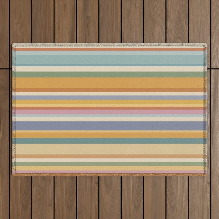 Classic Stripes VI - Vintage Pastel Outdoor Rug Gallery Image 1