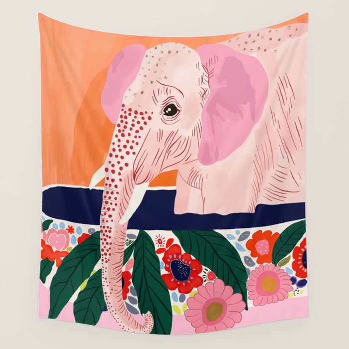 Elephant Spa Day Wall Tapestry Gallery Image 4