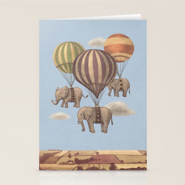 Flight of the Elephants - blue option Stationery Card Gallery Image 2