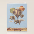 Flight of the Elephants - blue option Stationery Card Gallery Image 2
