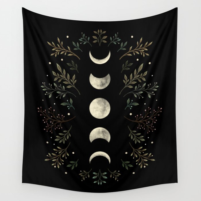 Moonlight Garden - Olive Green Wall Tapestry Gallery Image 4