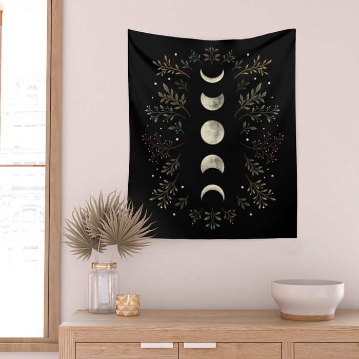 Moonlight Garden - Olive Green Wall Tapestry Gallery Image 2