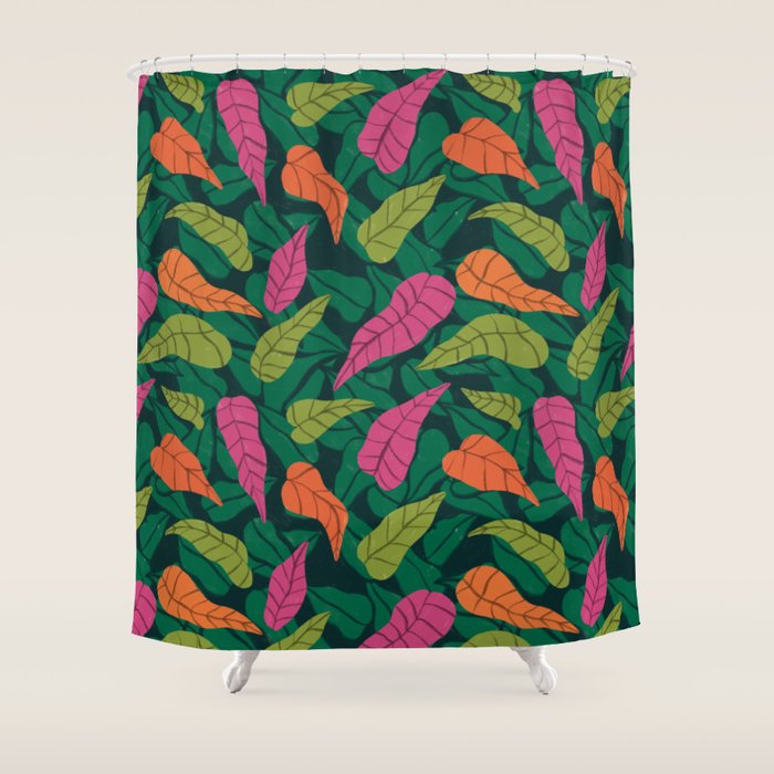 Tropical Leaf Pattern  Shower Curtain Gallery Image 1