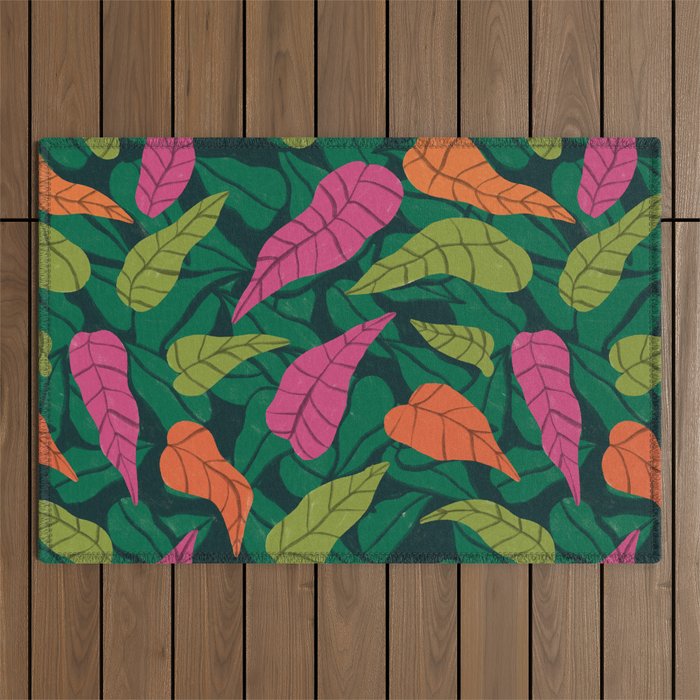 Tropical Leaf Pattern  Outdoor Rug Gallery Image 1