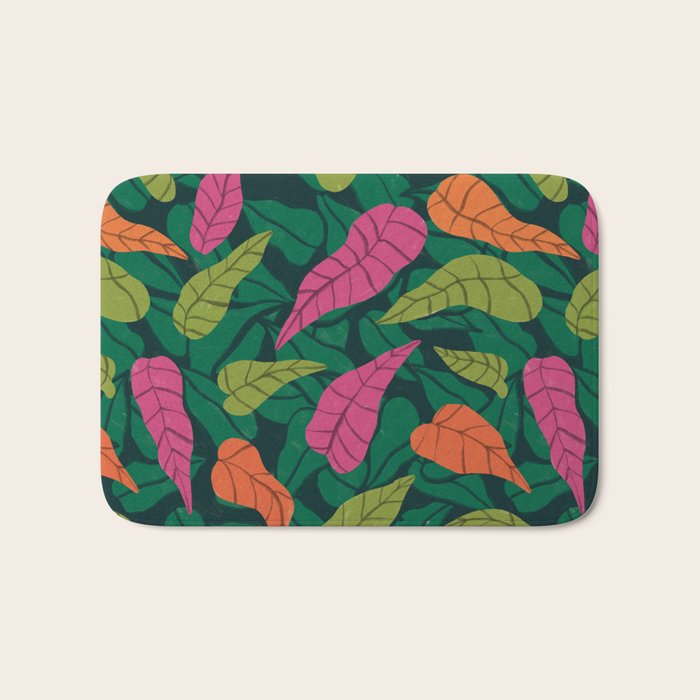 Tropical Leaf Pattern  Bath Mat Gallery Image 1