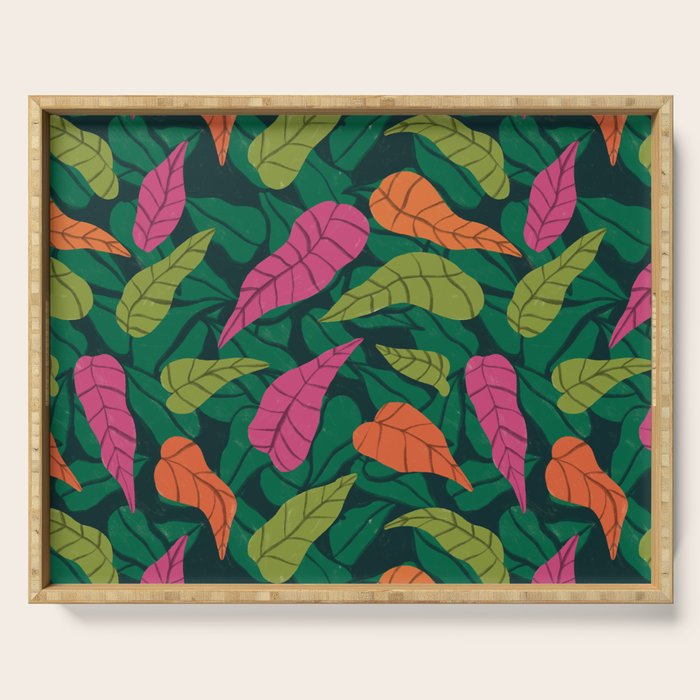 Tropical Leaf Pattern  Serving Tray Gallery Image 1