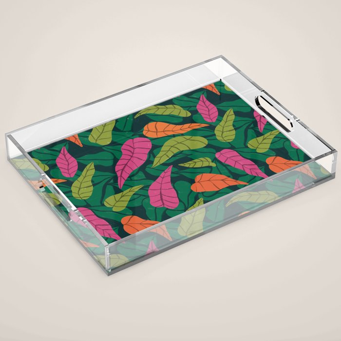 Tropical Leaf Pattern  Acrylic Tray Gallery Image 1