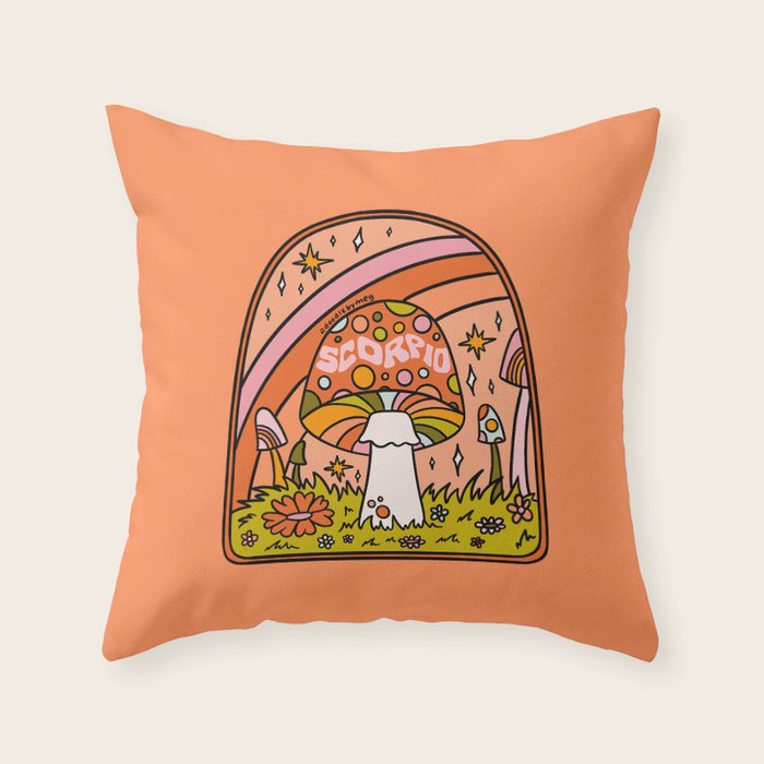 Scorpio Mushroom Throw Pillow Gallery Image 6