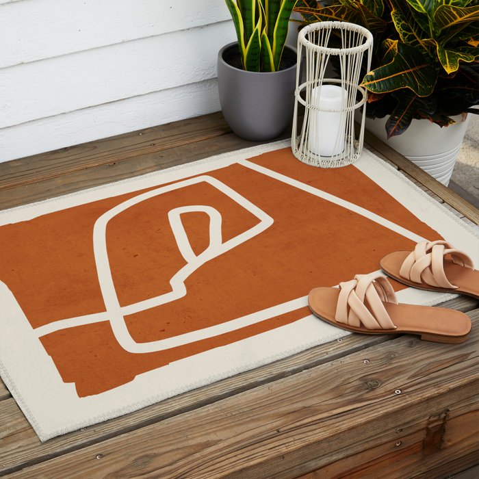 abstract minimal 57 Terracota Outdoor Rug Gallery Image 2