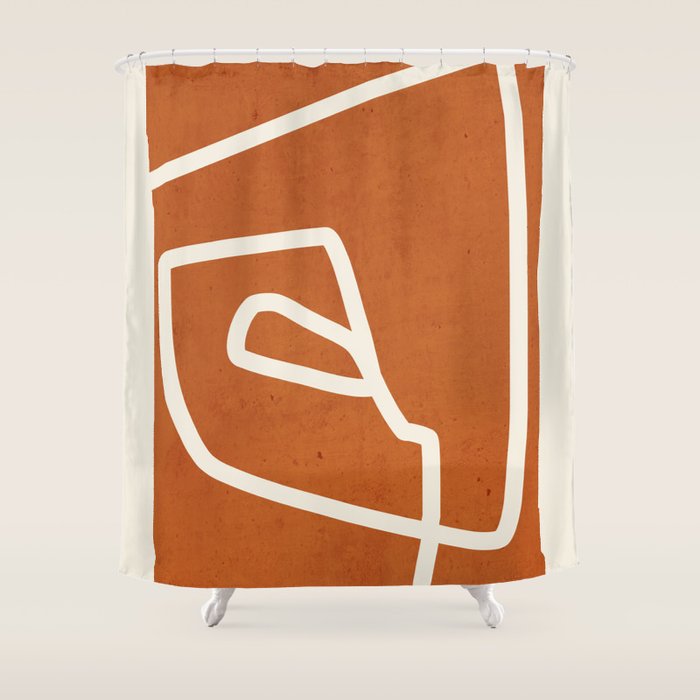 abstract minimal 57 Terracota Shower Curtain Gallery Image 1