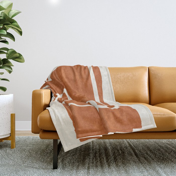 abstract minimal 57 Terracota Throw Blanket Gallery Image 1