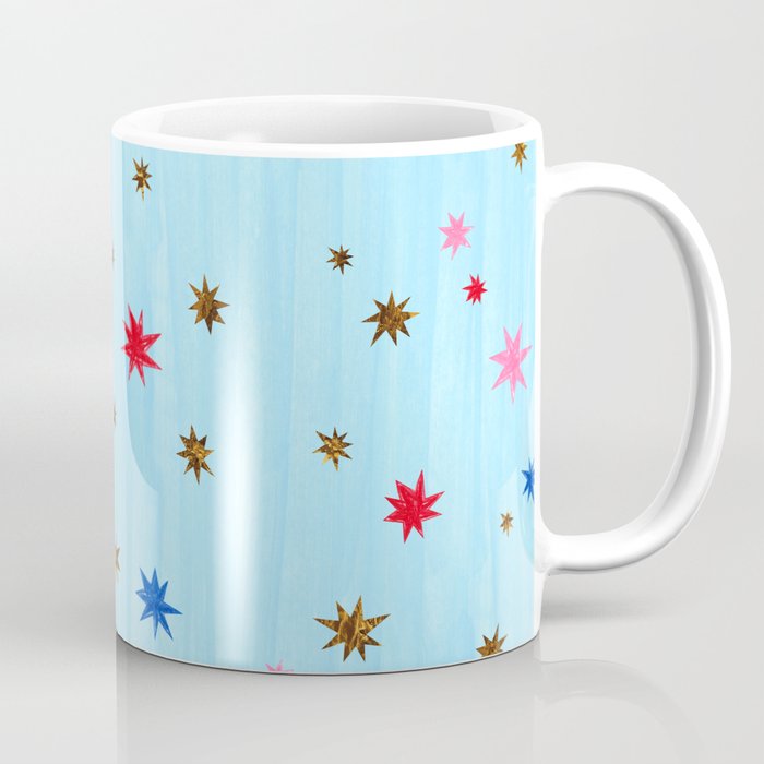 Celestial Star Twinkle in Sky Blue Watercolor Coffee Mug Gallery Image 1