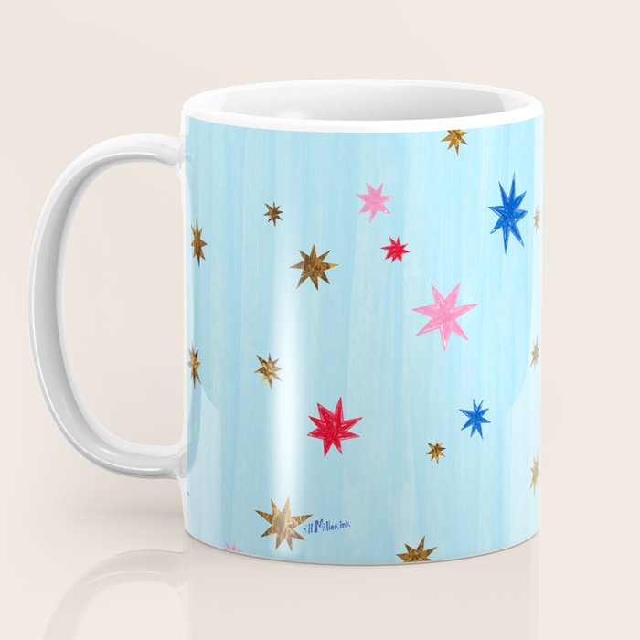 Celestial Star Twinkle in Sky Blue Watercolor Coffee Mug Gallery Image 3