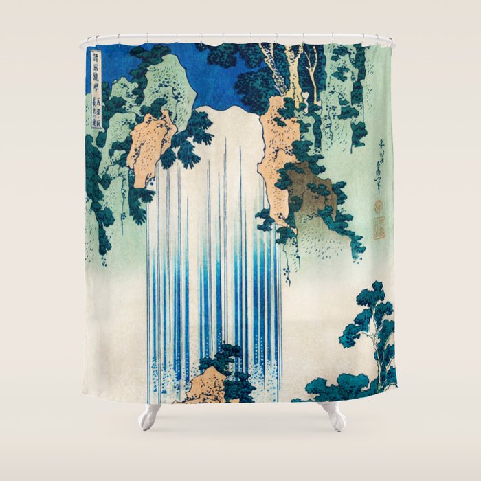 YÅrÅ Waterfall by Katsushika Hokusai Shower Curtain Gallery Image 1