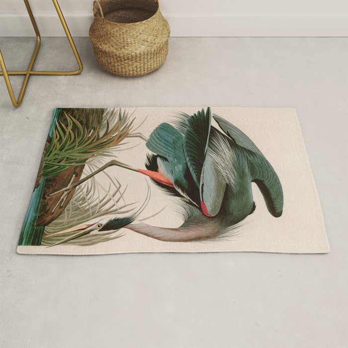 Great Blue Heron Birds of America Audubon Illustration Rug Gallery Image 1