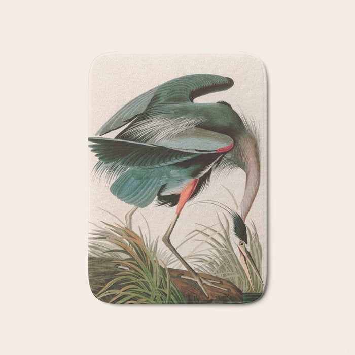 Great Blue Heron Birds of America Audubon Illustration Bath Mat Gallery Image 1