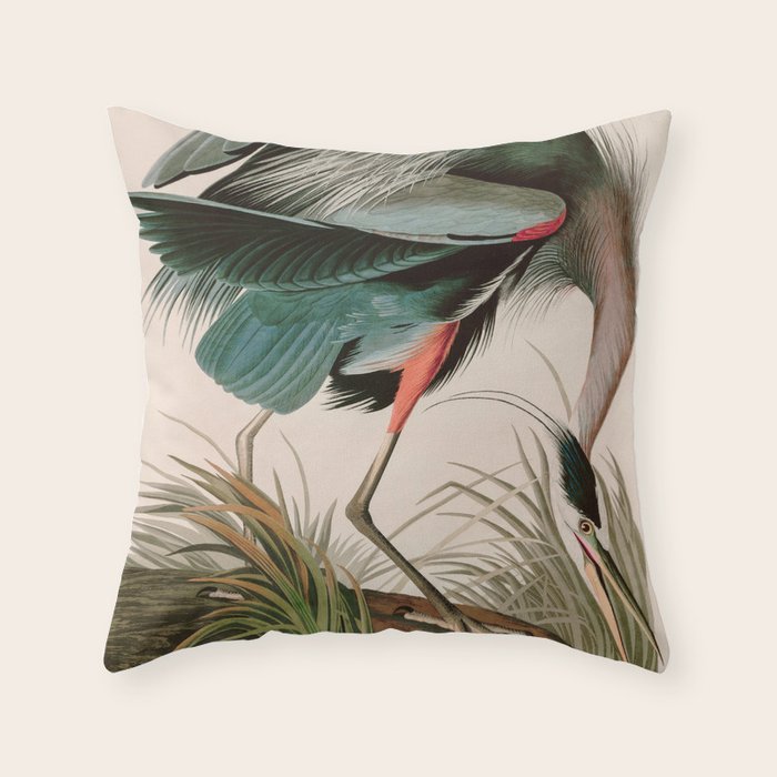 Great Blue Heron Birds of America Audubon Illustration Throw Pillow Gallery Image 6