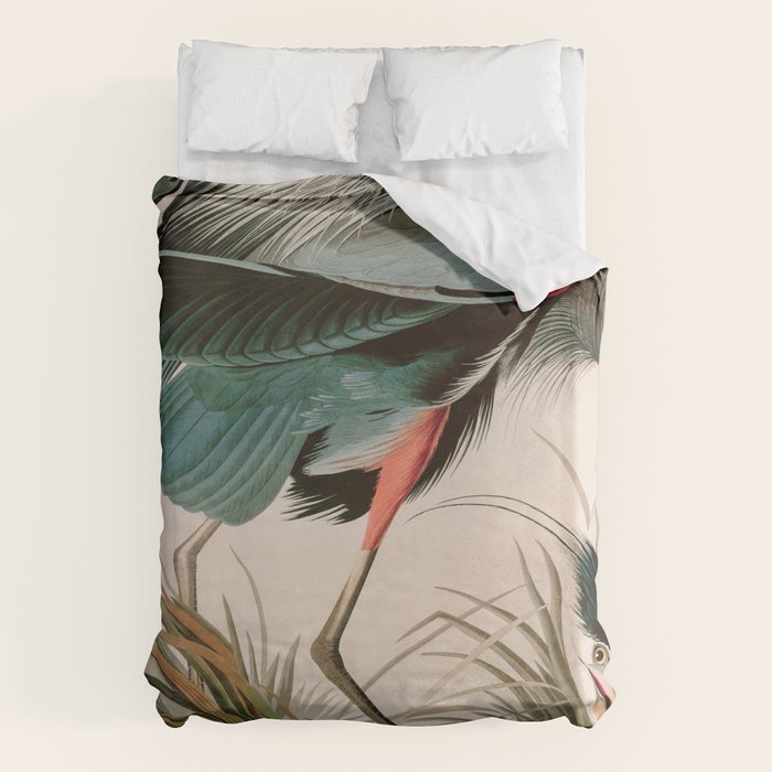 Great Blue Heron Birds of America Audubon Illustration Duvet Cover Gallery Image 1