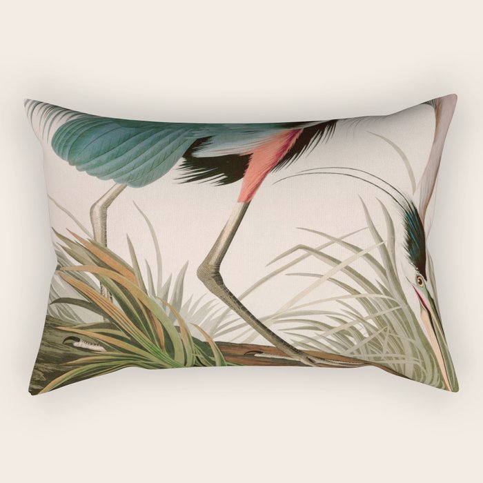 Great Blue Heron Birds of America Audubon Illustration Rectangular Pillow Gallery Image 2