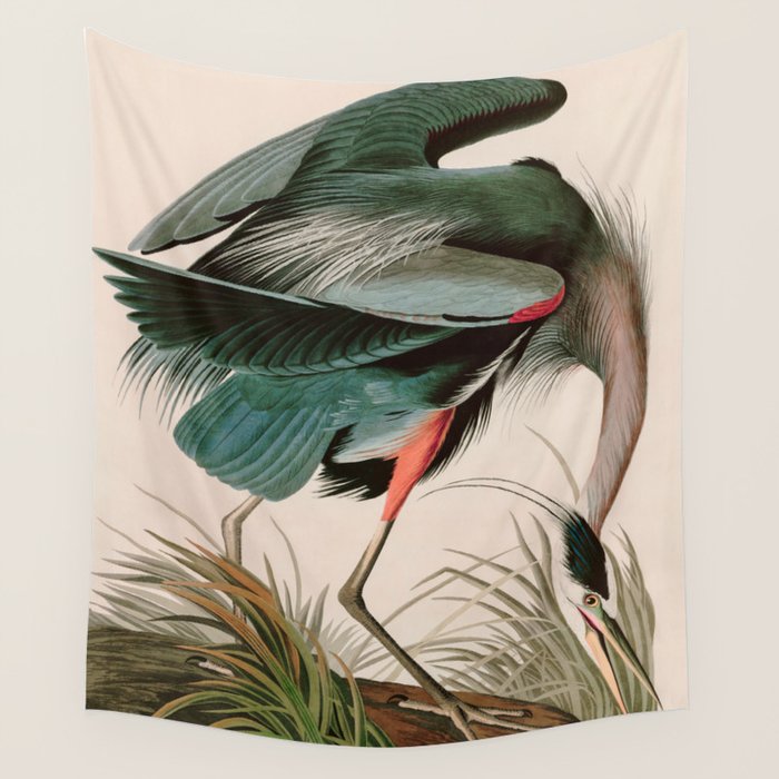 Great Blue Heron Birds of America Audubon Illustration Wall Tapestry Gallery Image 4