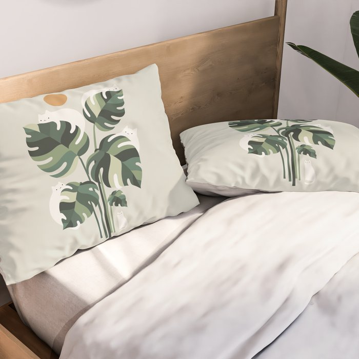 Cat and Plant 11 Pillow Sham Gallery Image 2