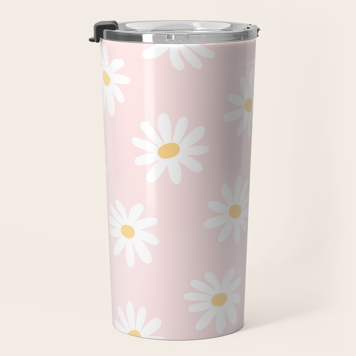 Pink Daisy Pattern Travel Mug Gallery Image 3