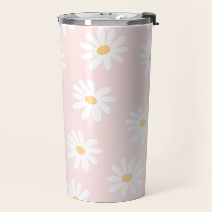 Pink Daisy Pattern Travel Mug Gallery Image 2