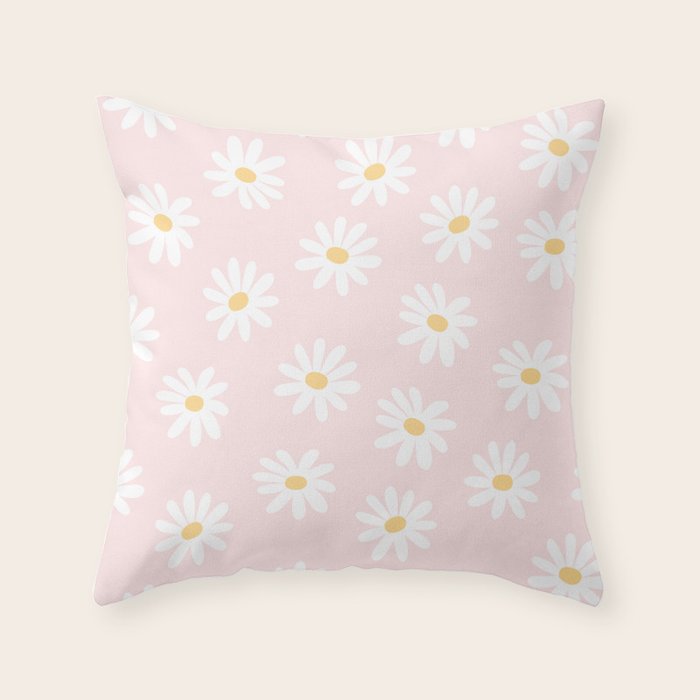 Pink Daisy Pattern Throw Pillow Gallery Image 6