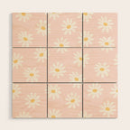 Pink Daisy Pattern Wood Wall Art Gallery Image 1