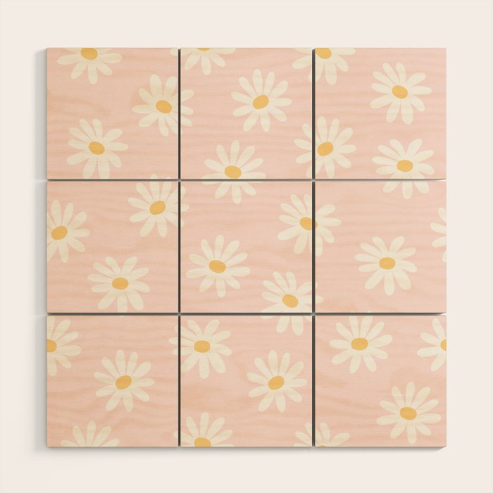 Pink Daisy Pattern Wood Wall Art Gallery Image 1