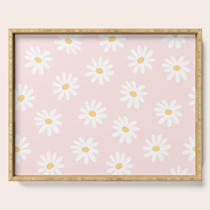 Pink Daisy Pattern Serving Tray Gallery Image 1