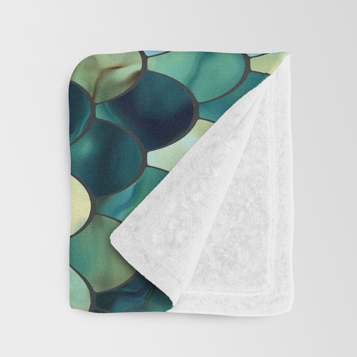 Mermaid Art, Sea Green, Ocean Blue Throw Blanket Gallery Image 3