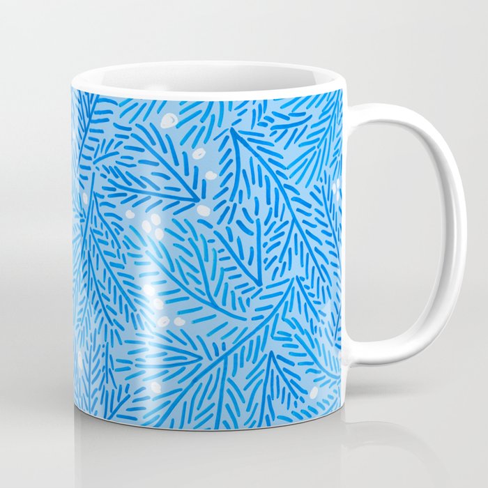 Winter Berries & Pine Branches in Blue Coffee Mug Gallery Image 1