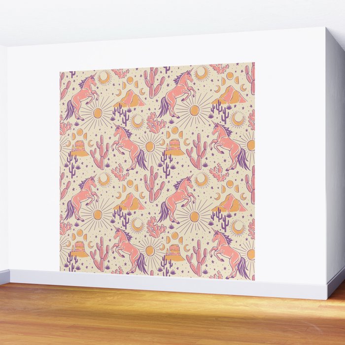 Desert Unicorn - Purple, pink, and gold Wall Mural Gallery Image 2