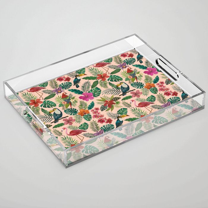 Tropical Bird Pattern Acrylic Tray Gallery Image 1