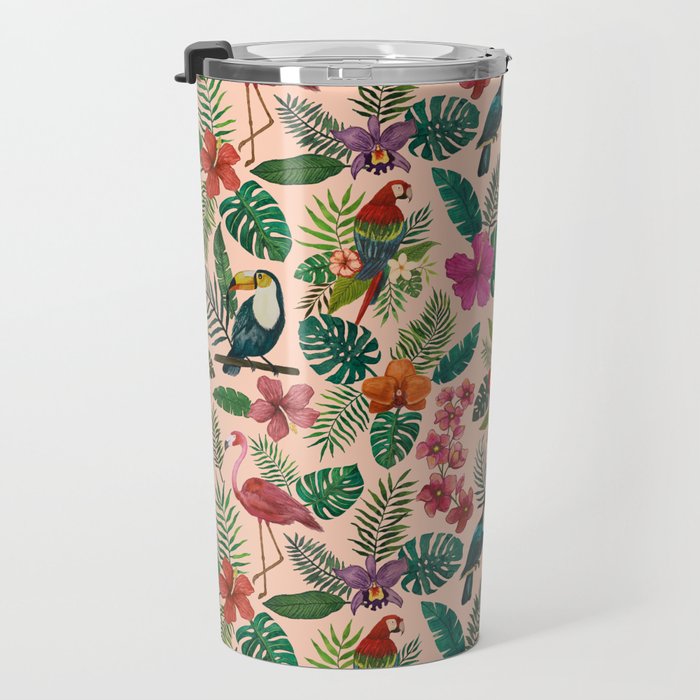 Tropical Bird Pattern Travel Mug Gallery Image 3