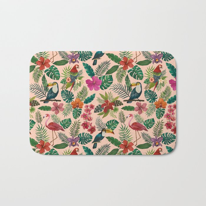 Tropical Bird Pattern Bath Mat Gallery Image 1