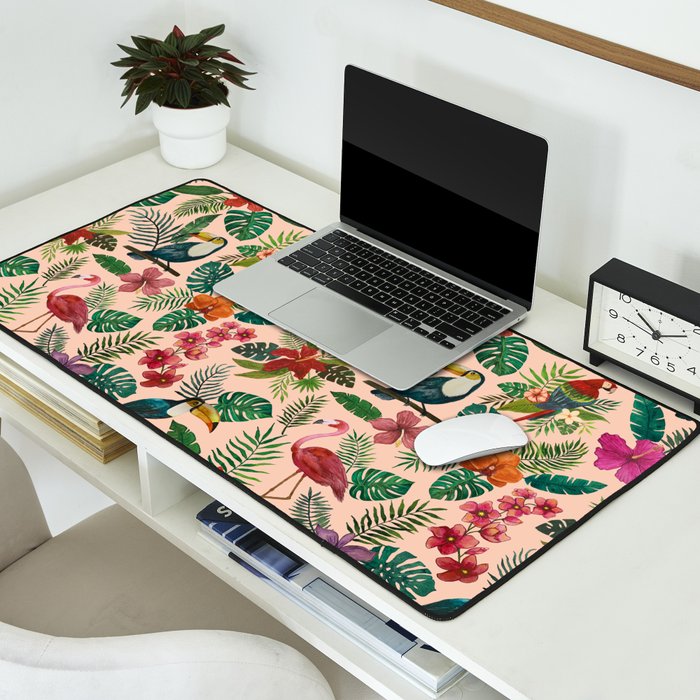 Tropical Bird Pattern Desk Mat Gallery Image 2