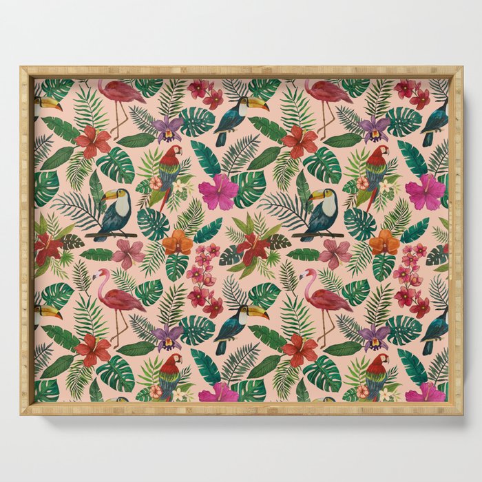Tropical Bird Pattern Serving Tray Gallery Image 1