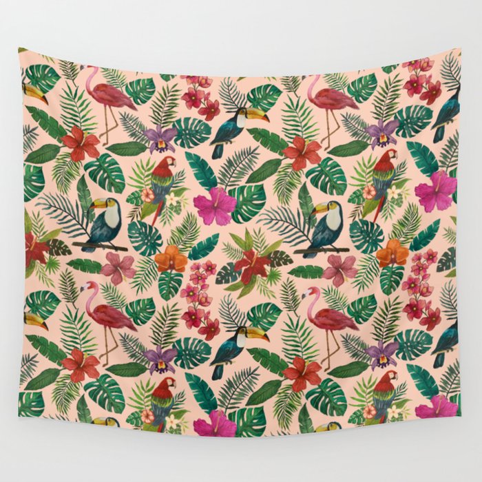 Tropical Bird Pattern Wall Tapestry Gallery Image 4