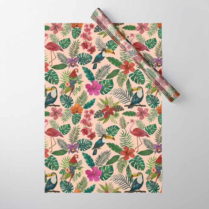 Tropical Bird Pattern Wrapping Paper Gallery Image 1