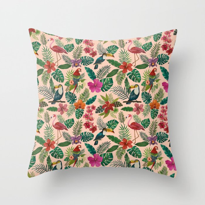 Tropical Bird Pattern Throw Pillow Gallery Image 6