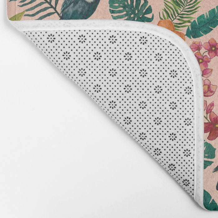 Tropical Bird Pattern Bath Mat Gallery Image 2